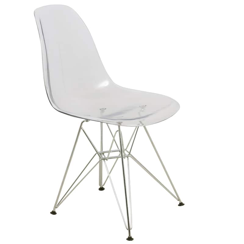 LeisureMod Cresco Molded 2-Tone Eiffel Side Chair - White Blue - 17"L x 18.4"W x 32"H - Clear