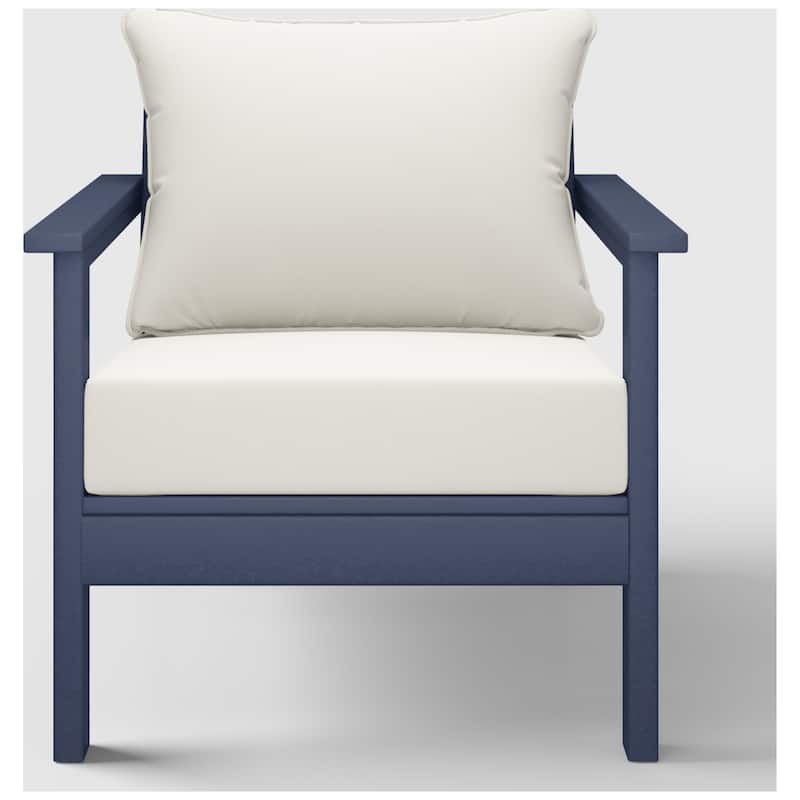 Birchwood All Weather HDPE Outdoor Patio Deep Seating Navy Blue Club Chair With Cushions (1-Piece)