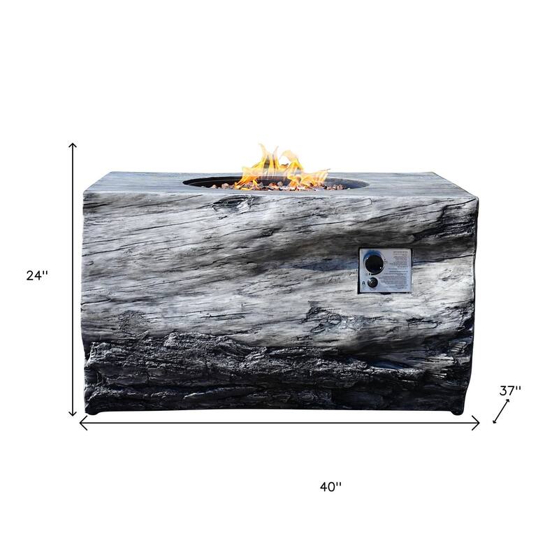 50000 BTU 40" Gray Aluminum Natural Gas Rectangular Fire Pit With Cover