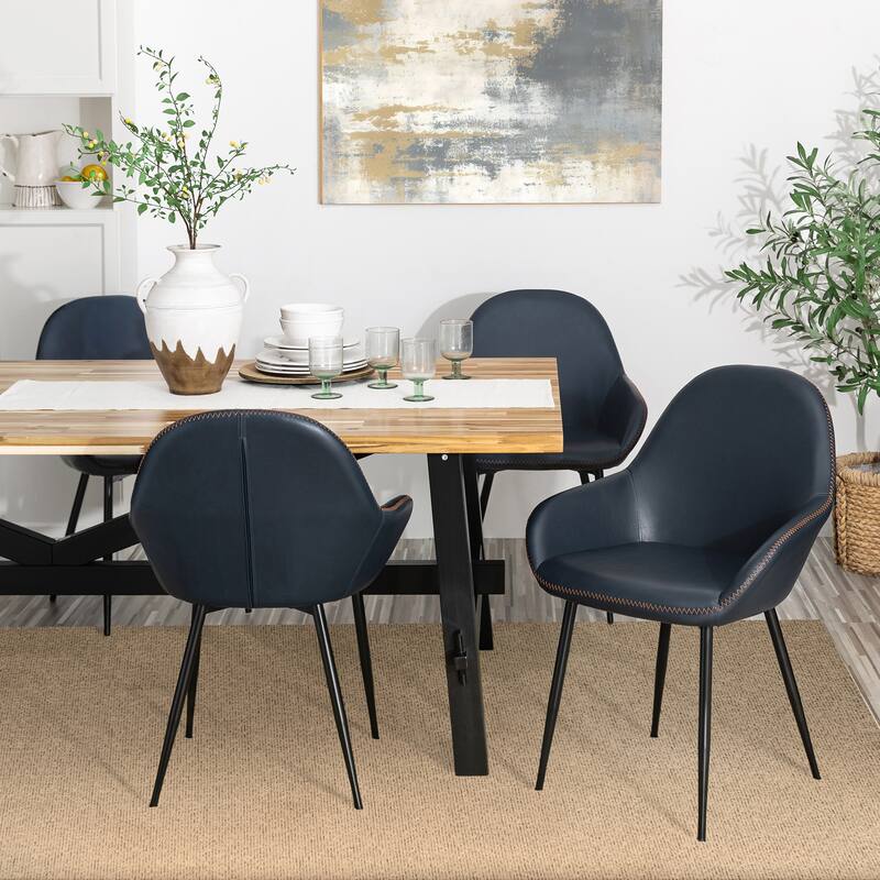 Glitzhome Set of 2/4/6 Mid-Century Modern Faux Leather Accent Dining Chairs