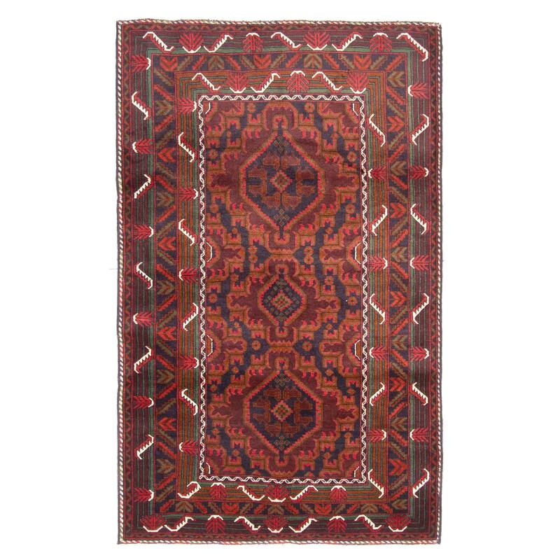 ECARPETGALLERY Hand-knotted Teimani Dark Brown Wool Rug - 3'10 x 6'4