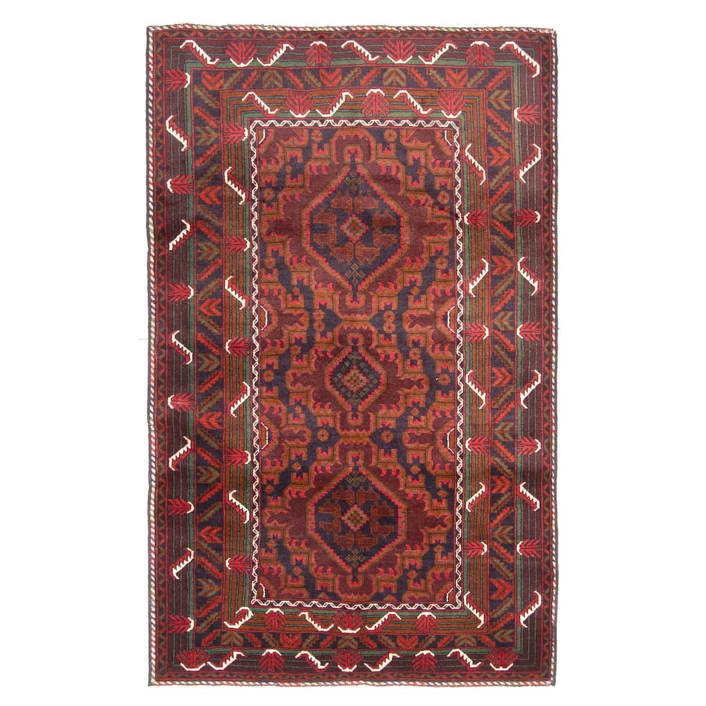 ECARPETGALLERY Hand-knotted Teimani Dark Brown Wool Rug - 3'10 x 6'4