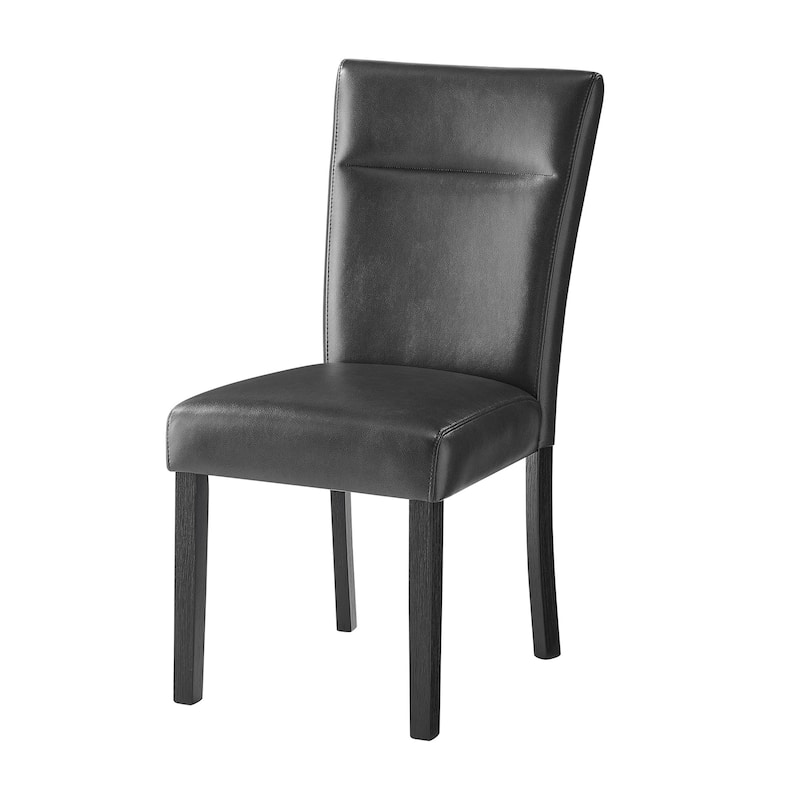 HomeRoots Set of Two Charcoal and Black Faux Leather And Wood Dining Side Chairs - 19.50 in. x 38.25 in. x 25.25 in.