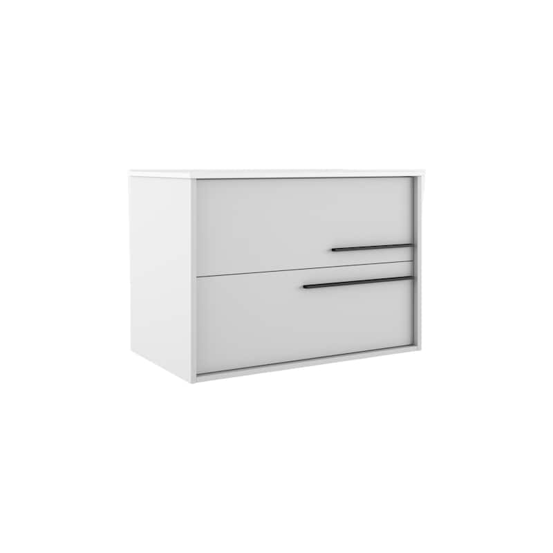 HomeRoots 32" Off White Wood Floating Bathroom Vanity With White Sink And Two Drawers - 32.00 in. x 24.60 in. x 21.60 in.