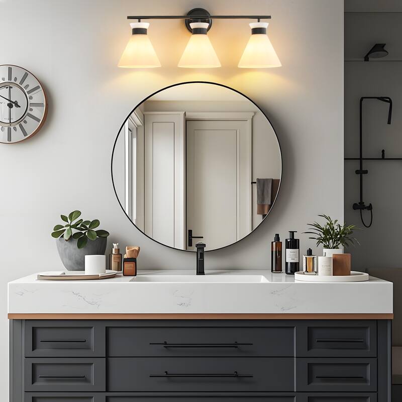 Dimmable Bathroom Vanity Light with Glass Shade