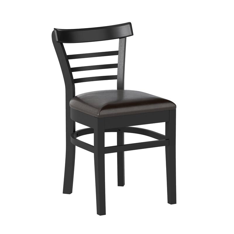 Set of 2 Rubber Wood PU Leather Padded Mid-Century Dining Chairs Set with Ergonomic Backrest - 16.5" x 19" x 31"