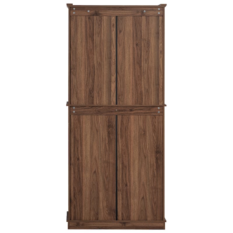 71" Tall Kitchen Pantry Cabinet with 3 Pull Out Cabinet Organizers, Farmhouse Embossed Texture Storage Cabinet