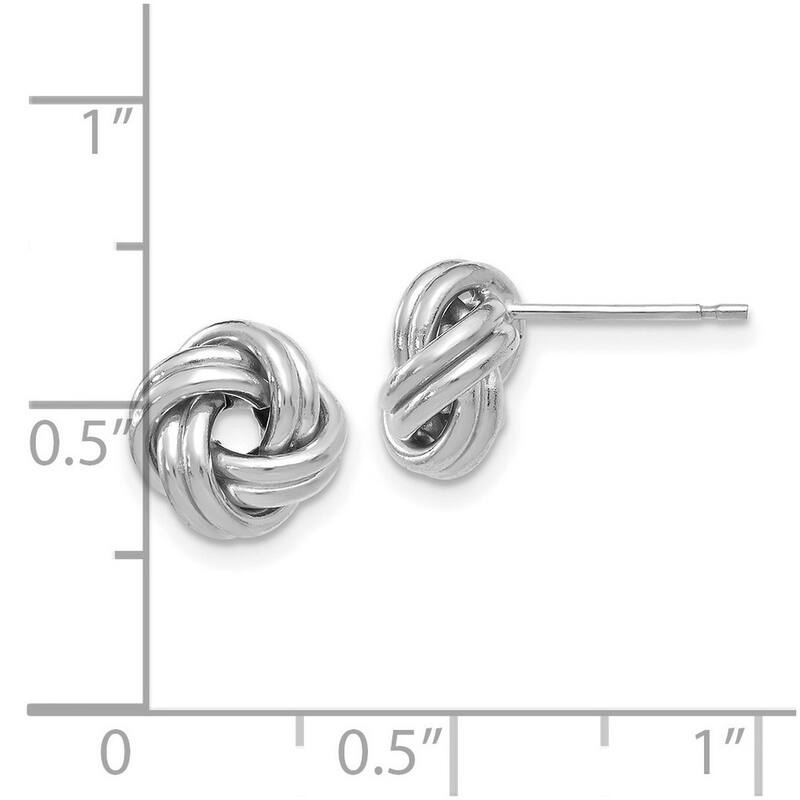 Curata 14k White Gold 9.5mm Polished Love Knot Post Earrings