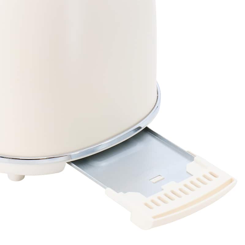 1.7 Quart Electric Tea Kettle and 2 Slice Toaster Combo in Matt Cream