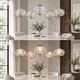 preview thumbnail 7 of 15, Modern Gold 5-Light Wheel Chandelier Globe Colored Glass Light for Dining Living Room - W 41.5" x D 8" x H 12"