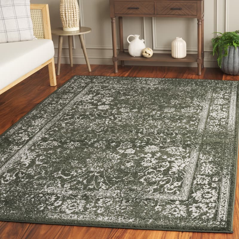 SAFAVIEH Adirondack Dakota Rustic Shabby Chic Distressed Rug - 10' x 14' - Dark Green/Ivory - Rectangle