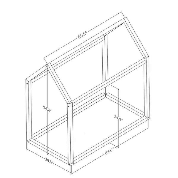 dimension image slide 2 of 3, Custom Kids Furniture Natural Wood Montessori House Floor Bed