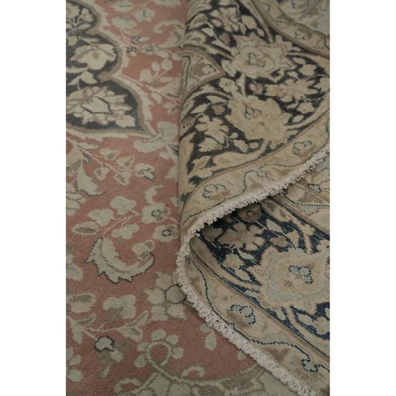 Hand Knotted Oriental 100% Wool Carpet Traditional Floral Pink Kerman Area Rug - 9' 4'' X 6' 11''