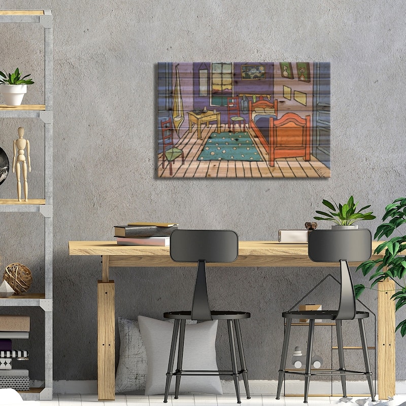 Van Gogh's Bedroom Print On Wood by David Hinds - Multi-Color