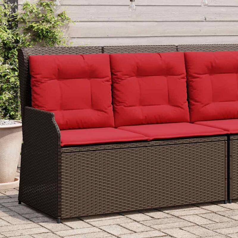 vidaXL Garden Bench with Cushion Brown Poly rattan - 26 x 43 x 37