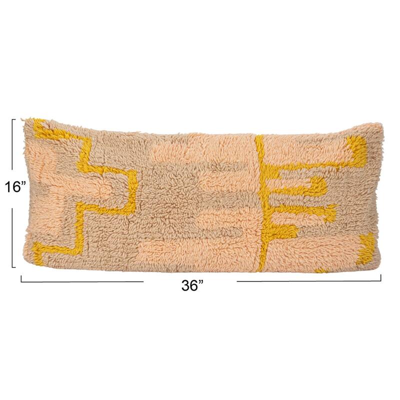 New Zealand Wool Shag Lumbar Pillow with Cotton Back - 36.0"L x 16.0"W x 0.5"H