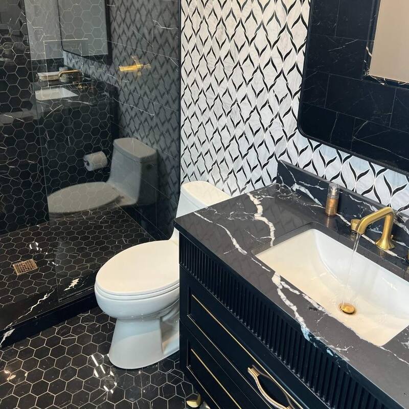 The Tile Life Stately Hex 11x14 Nero Marquina Porcelain Floor & Wall Tile