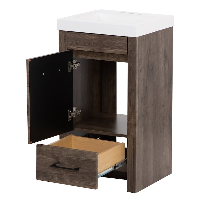 Spring Mill Nixie 18.5" Small Bathroom Vanity With Cabinet, Drawer, and White Sink Top