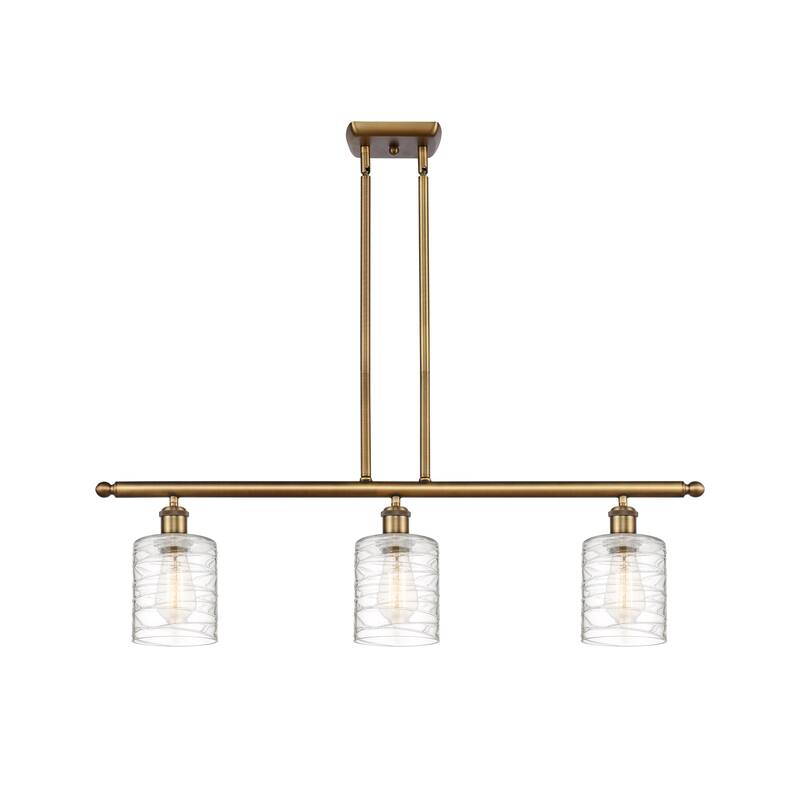 Innovations Lighting Ballston Cobbleskill - 3 Light 36" Island Light - Brushed Brass