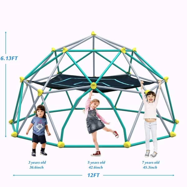 12ft Geometric Dome Climber Play Center with Hammock
