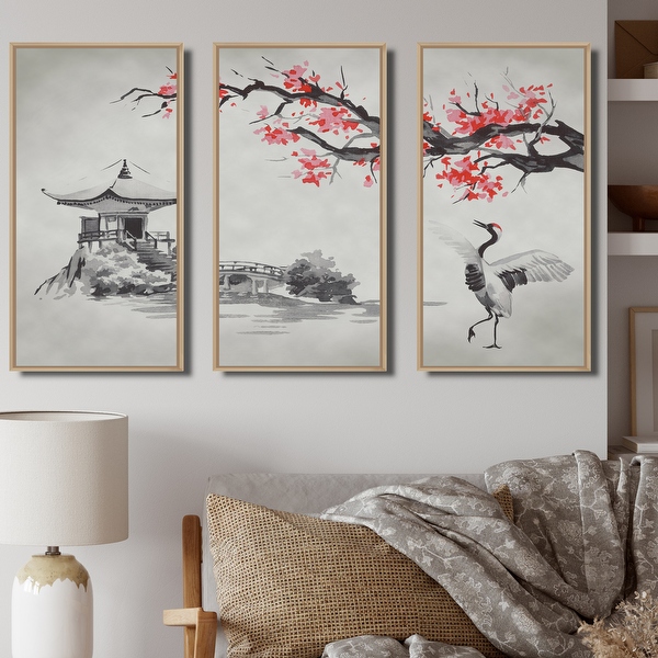 アート・デザイン・音楽 Traditional Japanese Furniture Japanese Garden Cherry Blossoms Full Moon 5 Piece Canvas