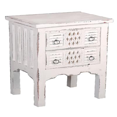 28.5" Whitewashed Cottage End Table