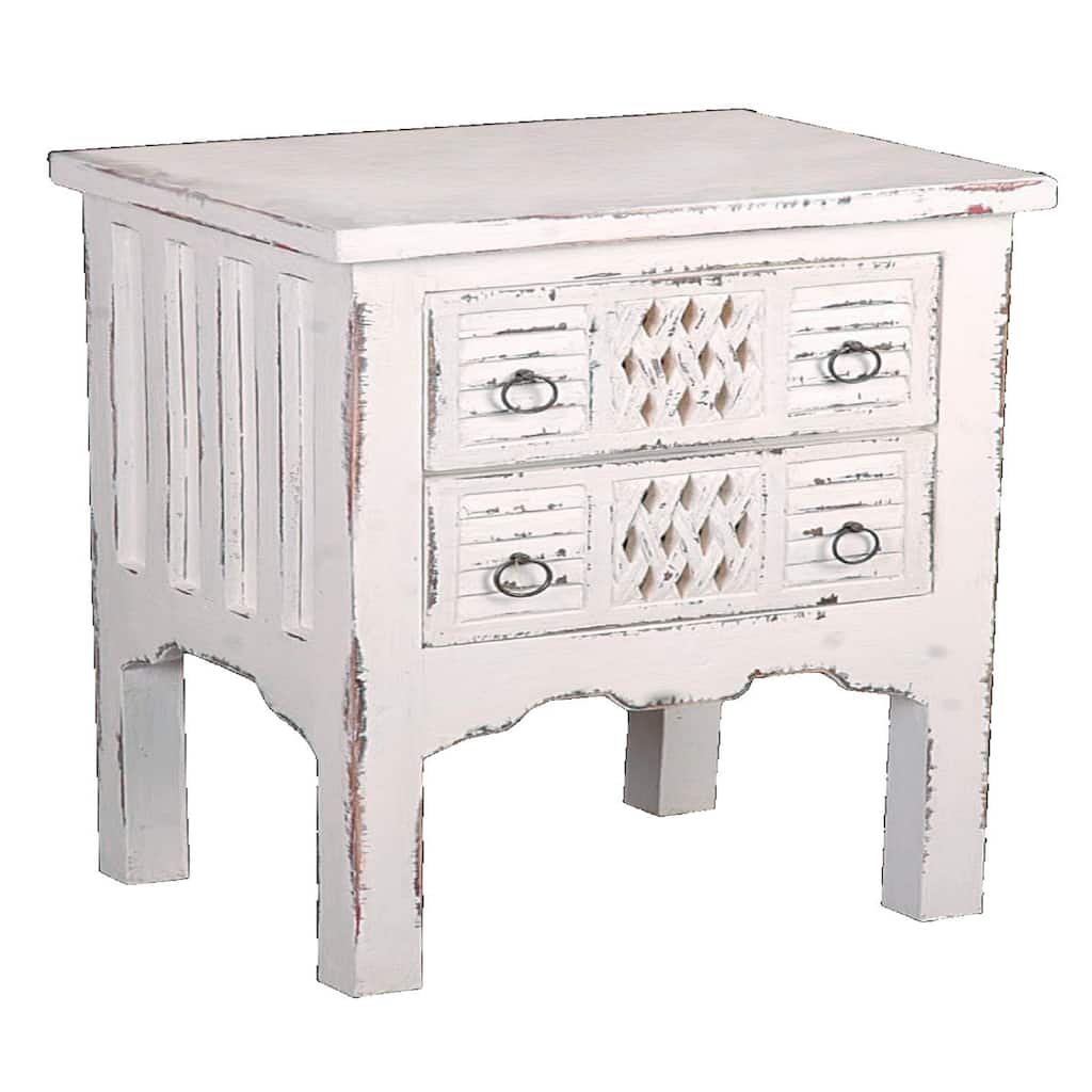 28.5" Whitewashed Cottage End Table