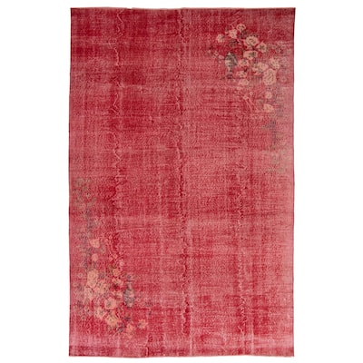 ECARPETGALLERY Hand-knotted Melis Vintage Dark Red Wool Rug - 6'11 x 10'10