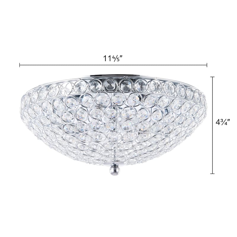 CO-Z 12-inch 2 Light Crystal Chandelier Flush Mount Ceiling Light - Transparent