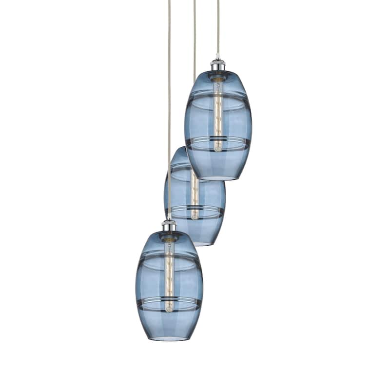 Innovations Lighting 113B-3P-30-15 Vaz Pendant Vaz 3 Light 15" Wide - White Polished Chrome / Blue