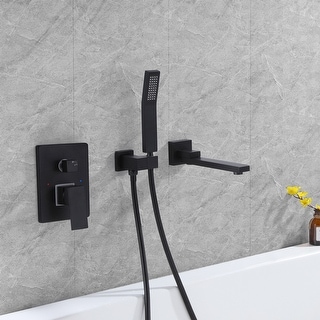 Solid Brass Wall Mounted Roman Tub Faucet with Swivel Tub Spout and Rough-in Valve