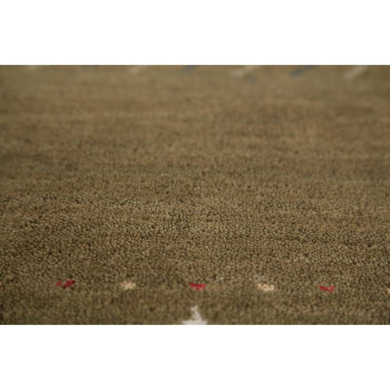 Hand Knotted Oriental 100% Wool Carpet Tribal Tribal Green Gabbeh Area Rug - 5' 3'' X 3' 0''