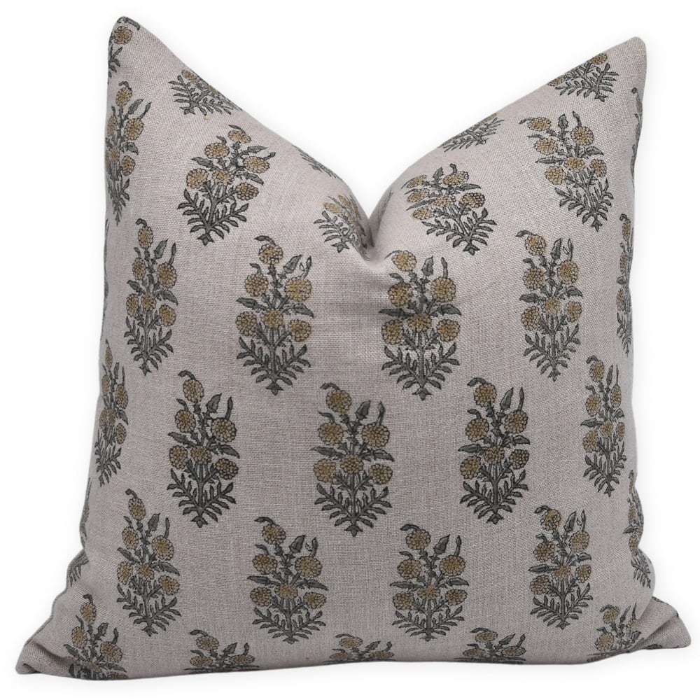 Linen Square Block print pillow Cover - Hajara