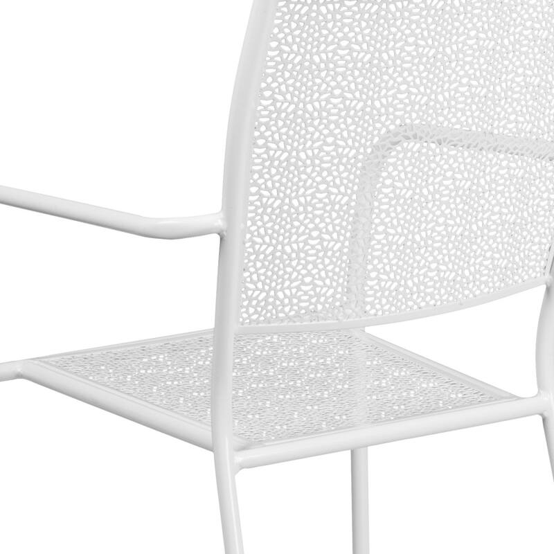 Indoor-Outdoor Steel Patio Arm Chair with Square Back