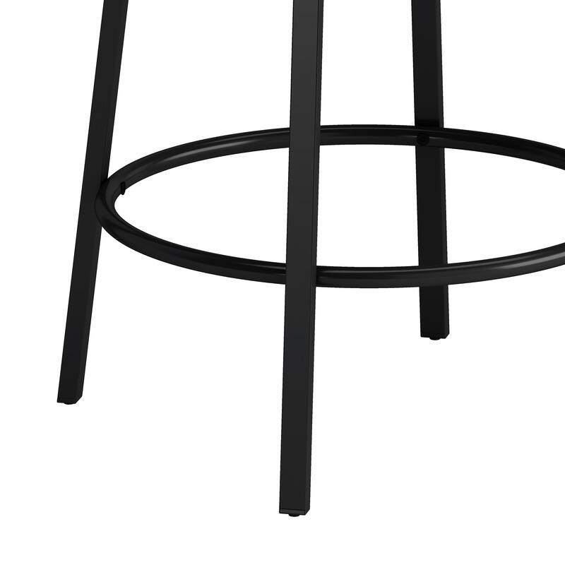 Grondin Country Farmhouse Style 4-Piece Bar Table Set with 3 PU Leather Upholstered Swivel Stools, 3 Drawers and Power Outlets