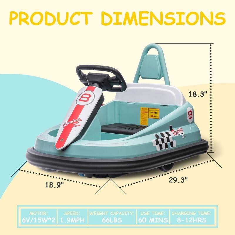 6V Kids Ride on Bumper Car Electric Ride On Toys for Toddlers 360 Degree Spin