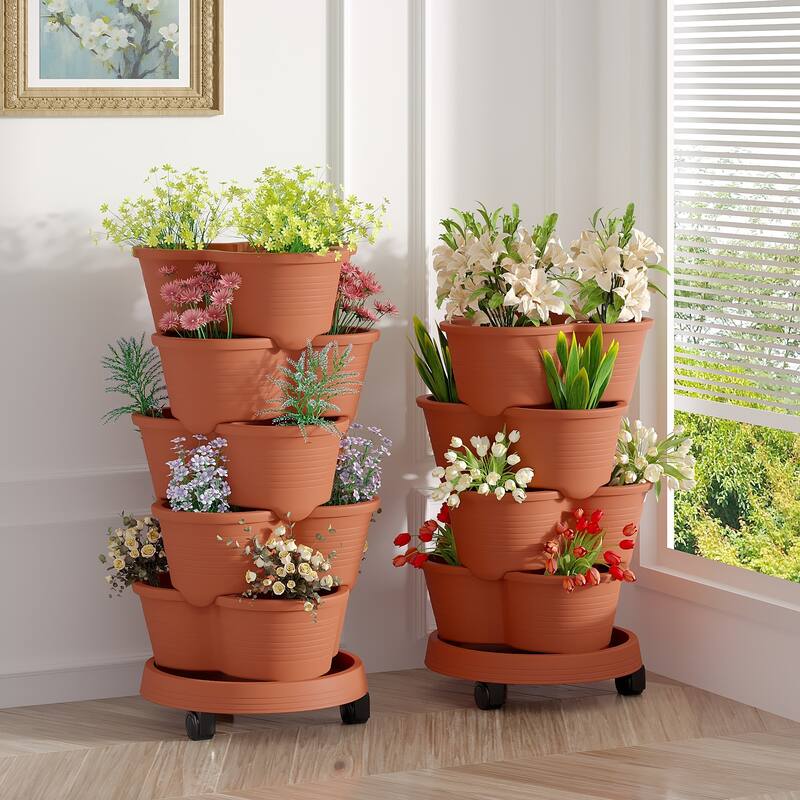 Vertical Strawberry Planter, 5 Tier Hanging Vertical Gardening Planter, Stackable Garden Tower Pot for Strawberries, Flowers