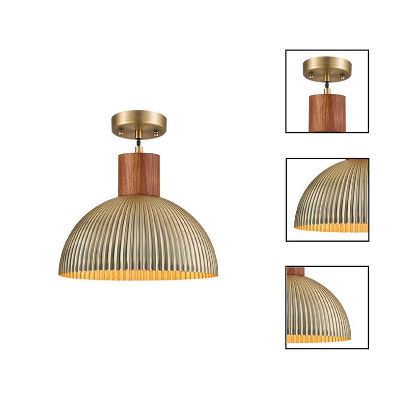 12” Hanging lamp brushed brass , gold pendant light brass metal kitchen island light