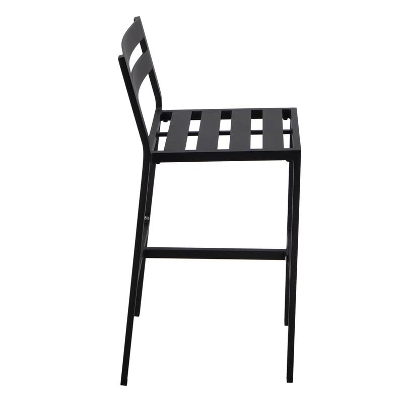 Patio Bar Stool in Powder-Coated Aluminum Frame with Removable Cushion Set of 2