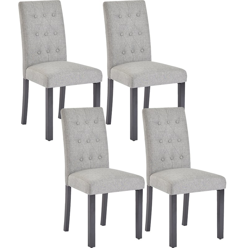 Upholstered Dining Chairs Set of 4, Button Tufted Parsons Dining Chair with Solid Wood Legs, Modern Fabric Side Chair