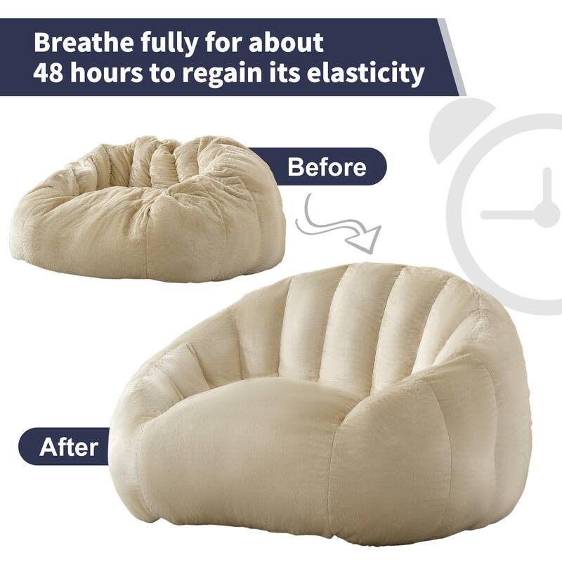 Mixoy Modern Giant Bean Bag Chairs,Shell-Shaped Plush Large Upholstered Floor Sofa Chair,Stuffed Accent Chair