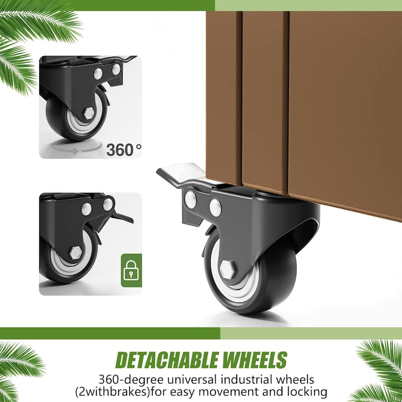 Metal Movable Planter Box with Trellis Privacy Screen Lockable Wheels