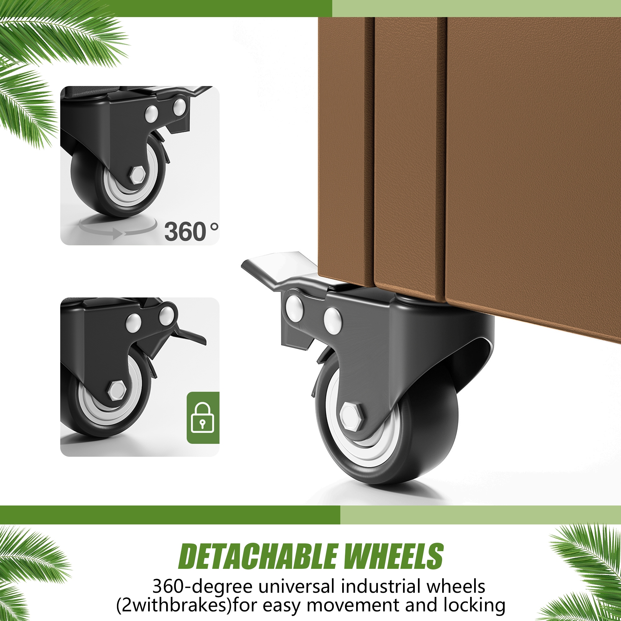 Metal Planter Box with Trellis Privacy Screen Planter Box with Lockable Wheels Set of 2