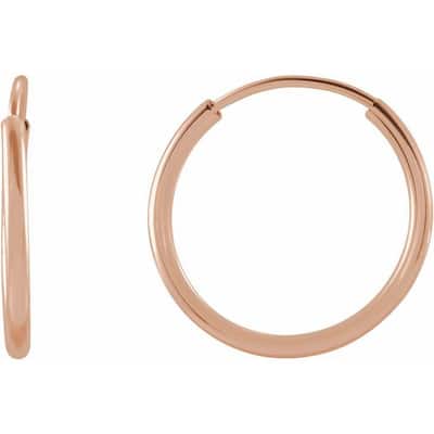 Curata 14k Rose Gold 12x1mm Polished Endless Flexible Tube Hoop Earrings