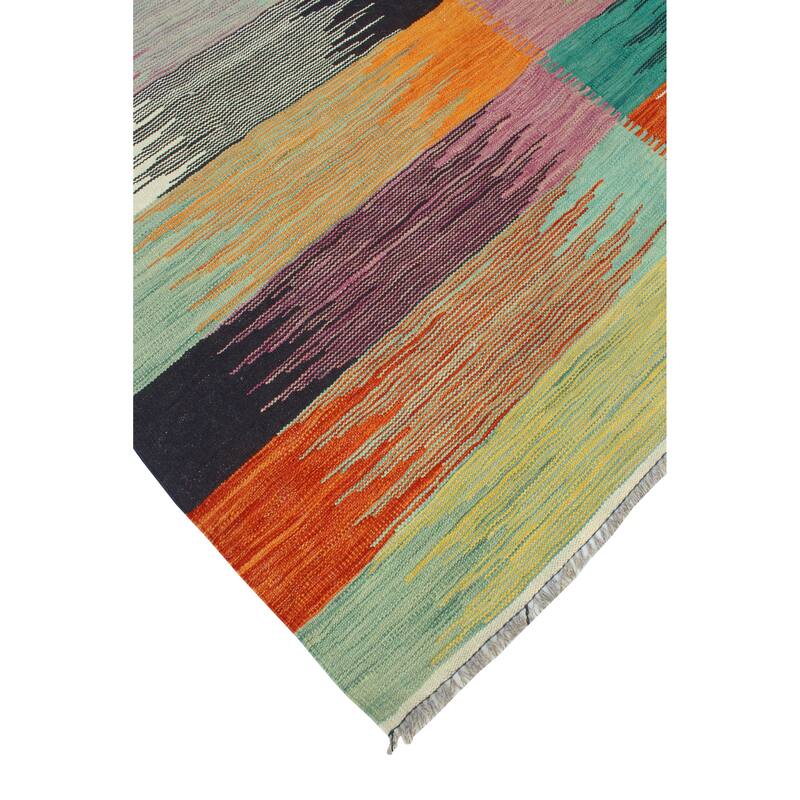 Modern Flatweave Milangel Ivory/Gold Rug - 5'8" x 8'5"