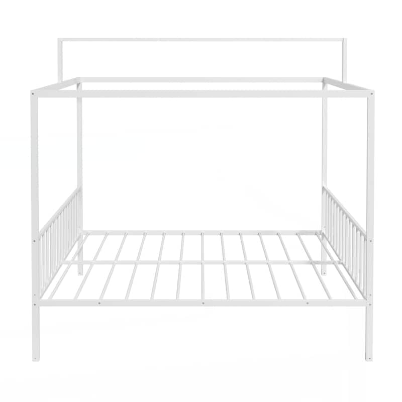 3-in-1 Convertible Montessori Metal floor bed,Modern Minimalist Design Canopy Platform Bed Funland