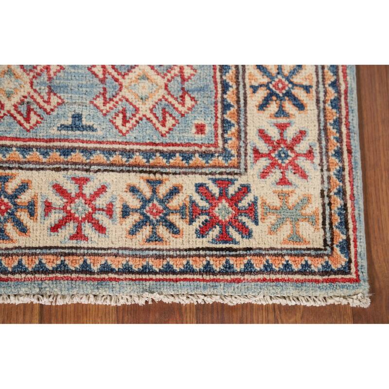 Light Blue Kazak Foyer Rug Handmade Wool Carpet - 2'1" x 3'1"