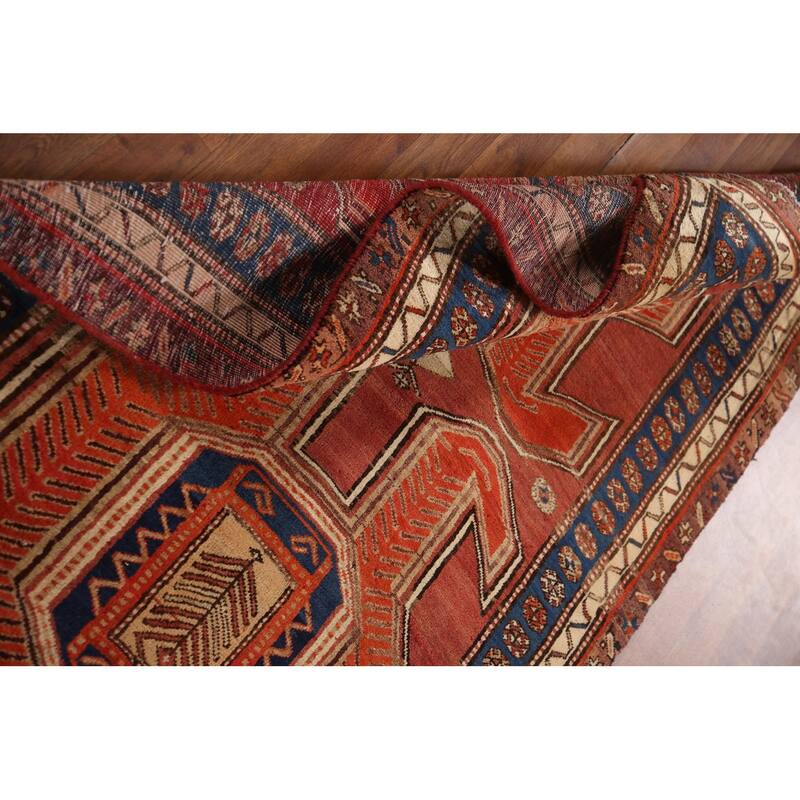 Vegetable Dye Orange Ardebil Persian Runner Rug Handmade Wool Carpet - 4'2"x 10'8"