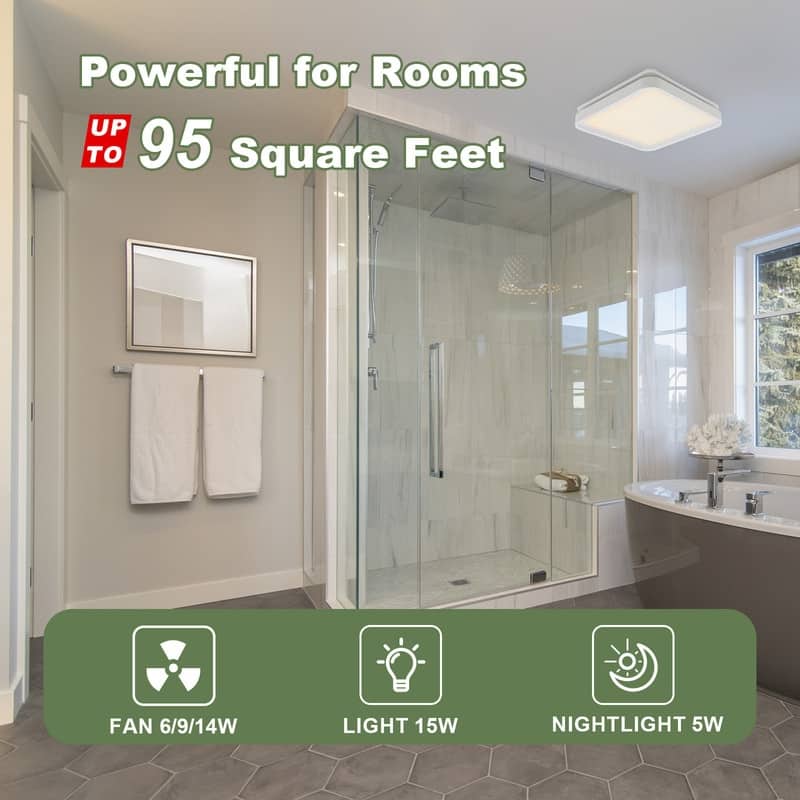 Akicon 100 CFM Bathroom Exhaust Fan with Light, DC Motor