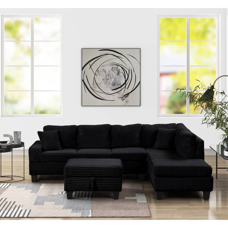 Cozy Modern & Contemporary Style Sectional Sofa Made with Wood & Upholstered Velvet